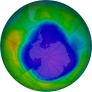 Antarctic ozone map for 2022-09-27